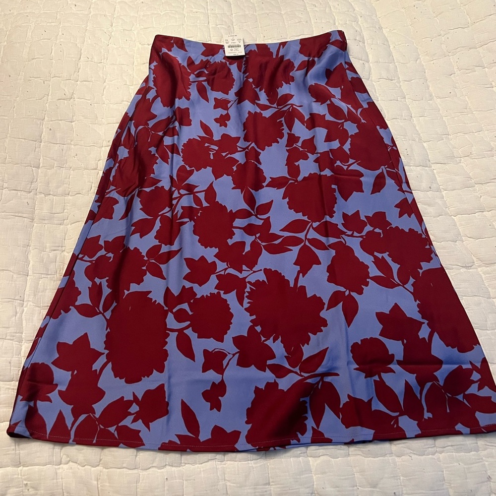 J. Crew A-Line Skirt in Blue and Red Floral